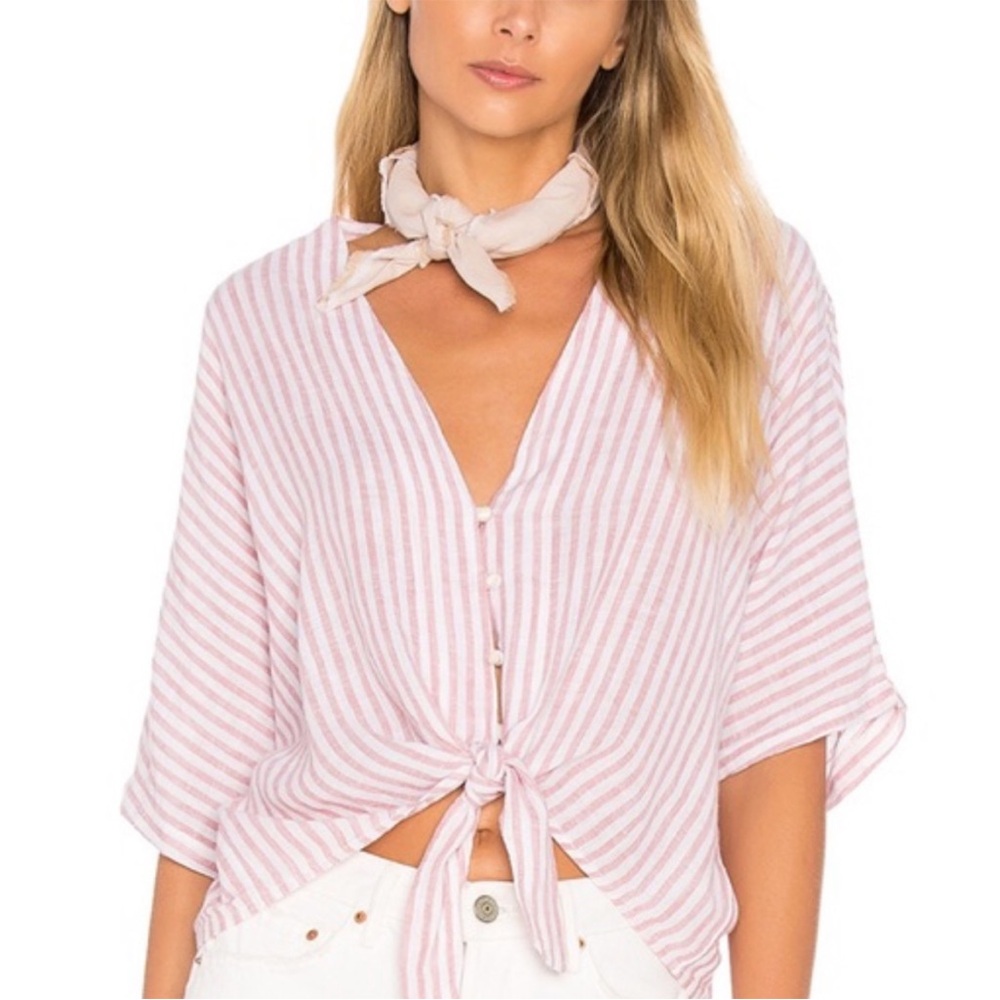 RAILS | Thea Blush Shadow Striped Tie Front Small